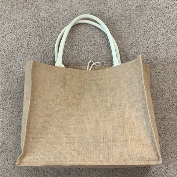 “Hello Weekend“ Woven/Canvas Bag w/ Pocket/Button - Picture 4 of 6